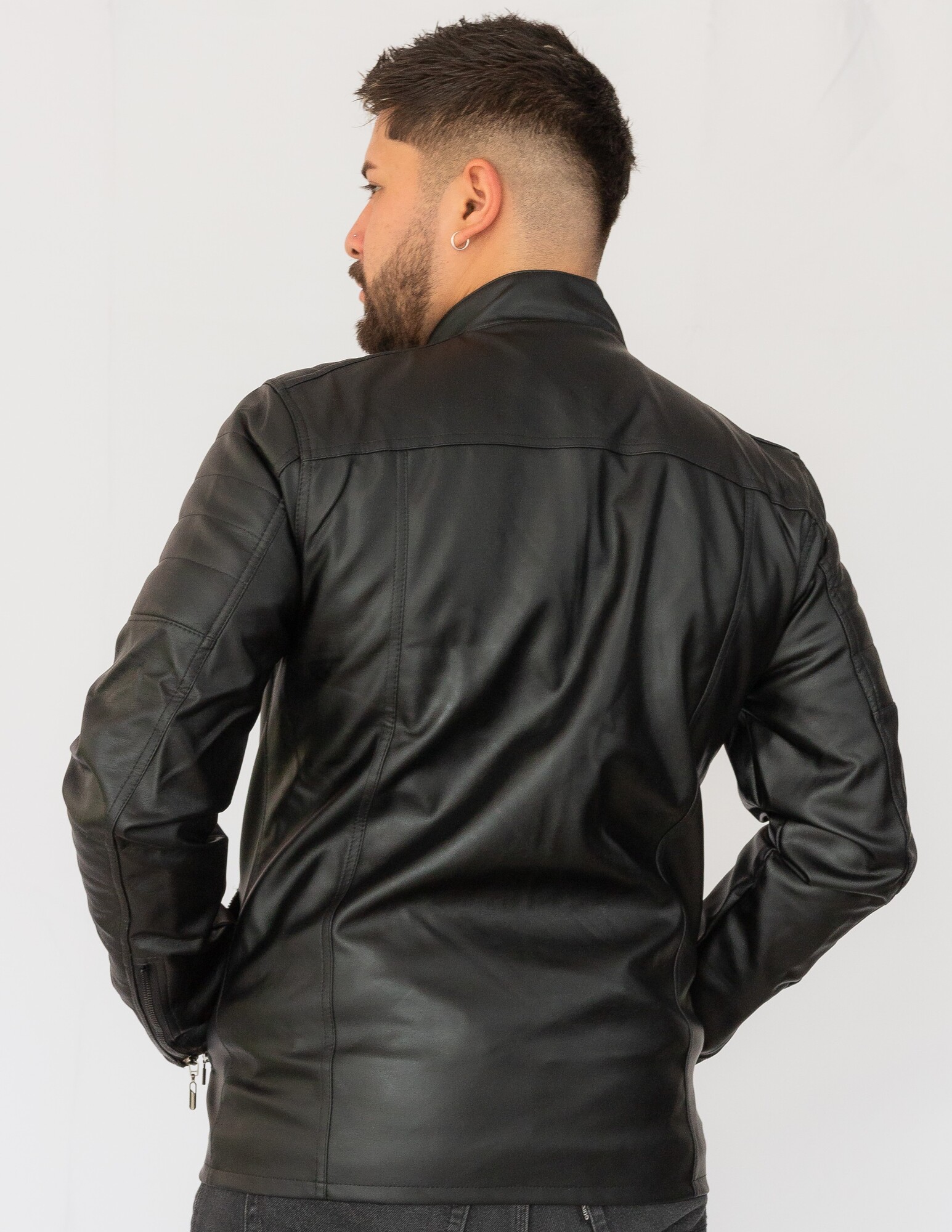 chaqueta en cuero/textil negro - Imagen 3