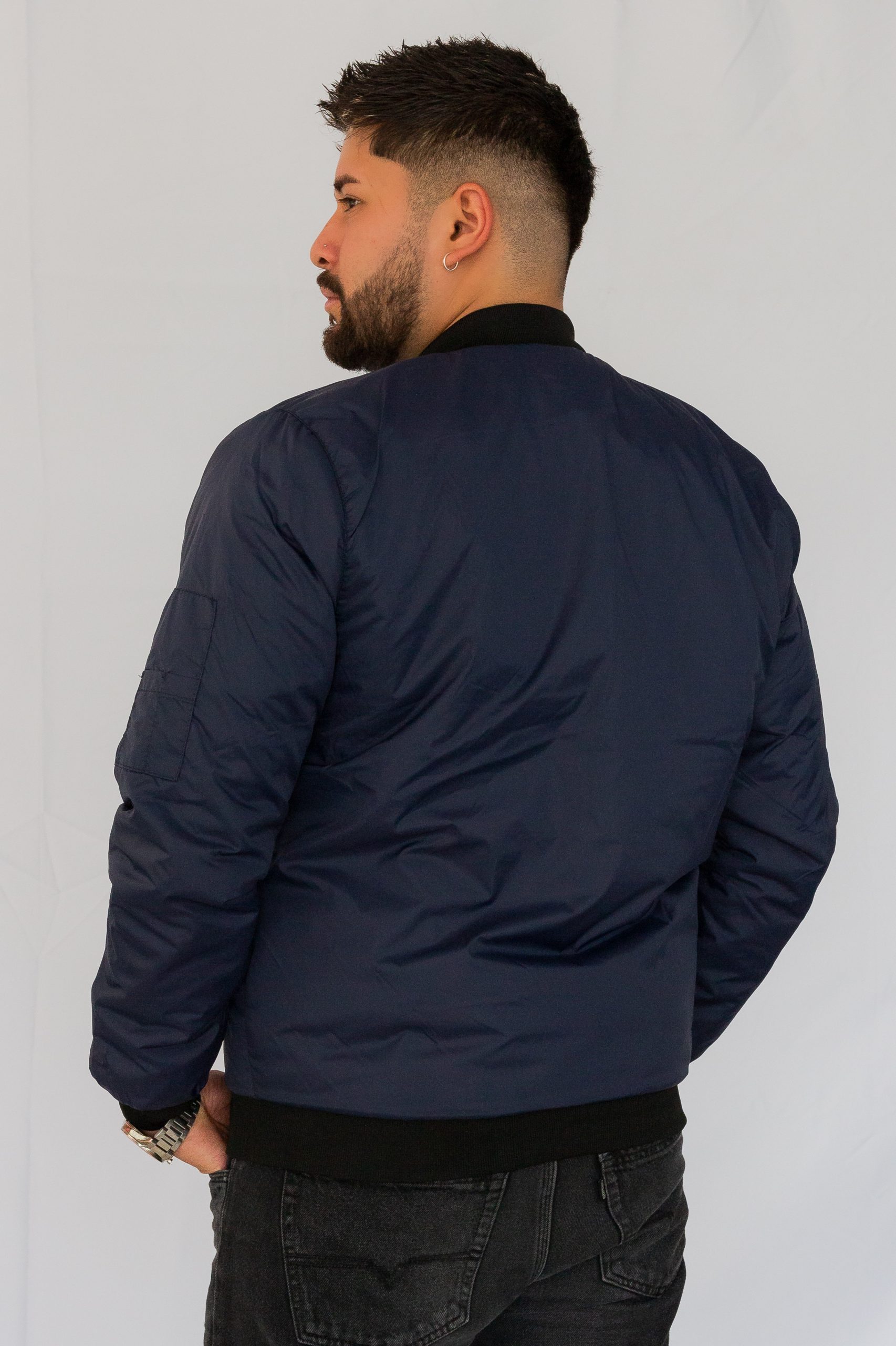 chaqueta tipo piloto o bomber para caballero azul - Imagen 2