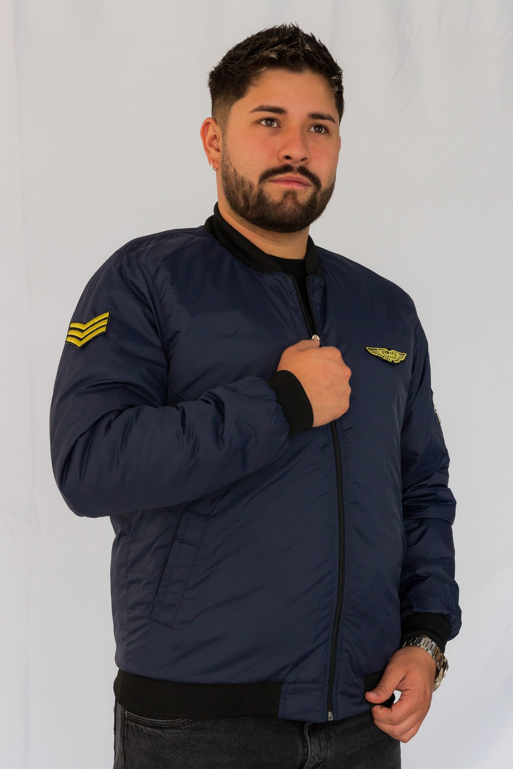 chaqueta tipo piloto o bomber para caballero azul - Imagen 5