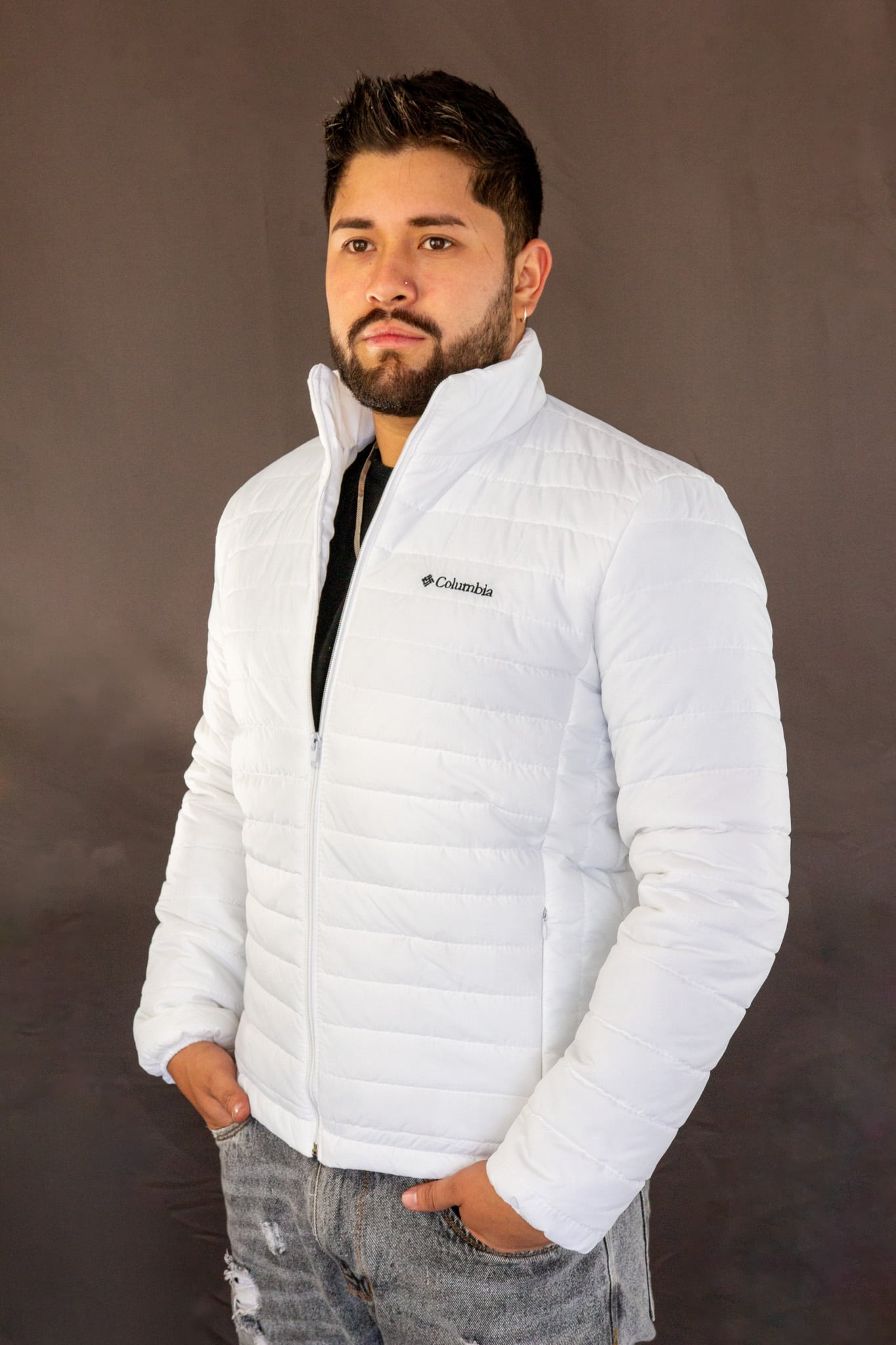 chaqueta invierno para caballero blanca