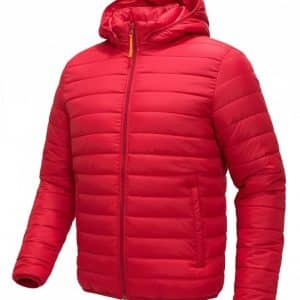 chaqueta impermeable con capucha removible color rojo