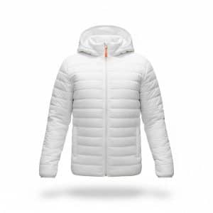 chaqueta impermeable con capucha removible color blanco