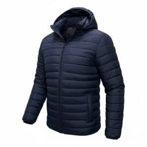chaqueta impermeable con capucha removible color azul